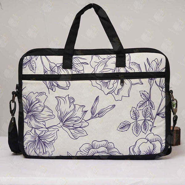 Floral Printed Canvas Laptop Bag - 15.6 inch